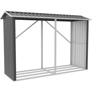 Parama Legnaia da Esterno in Acciaio Zincato Nero 238x87x160 cm - Portalegna da Giardino con Tetto Spiovente e Struttura Rinforzata - Capanno per Legna da Ardere Resistente a Ruggine e Intemperie