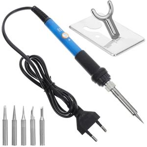 ibasenice Kit Saldatore Portatile in Lega di Alluminio e Ferro Punte Versatili e 60w Riscaldamento Rapido Riparazioni Precise Saldatura Elettronica