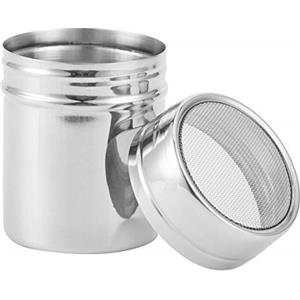 HERCHR Shaker per polvere con coperchio, zucchero Shaker Acciaio inossidabile a maglia fine Caffè Cacao Dredges Shaker per cioccolato per setaccio Cacao, Cannella in polvere, Zucchero a velo(L)