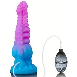 AMAZBEE Plug anale in silicone con funzione di spruzzo ed effetto eiaculazione Plug anale con spruzzatore Plug anale gigante con struttura a tentacoli Giocattolo sessuale (S,1)
