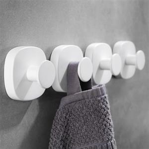 ZUNTO 4 Pezzi Ganci Ventosa Portasciugamani in Acciaio Inox Gancio Appendiabiti da Parete per Bagno e Cucina, Bianco