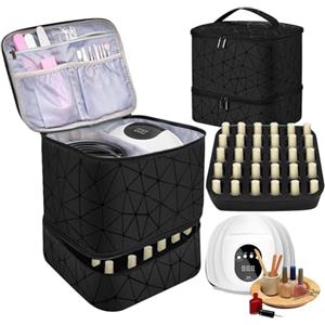 Generico Borsa Organizer Smalti per Smalto, Borsa da Viaggio per Smalti per 30 Flaconi, Porta Smalto Dal Design a Doppio Strato,Valigetta Trucchi Beauty Case Manicure Valigetta per Unghie Organizzatore Trucchi