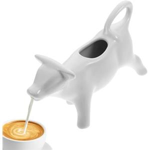 Xialuwy Brocca per il latte in ceramica a forma di mucca, brocca per sciroppo, brocca piccola lattiera, erogatore creativo in ceramica a forma di mucca, caffettiera da cucina