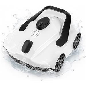 GarveeHome Robot aspirapolvere per Piscina Senza Fili per Piscina Fuori Terra, Fino a 130 Minuti di autonomia, Ritorno Automatico al Bordo della Piscina, efficiente pulitore del Pavimento con Sistema di