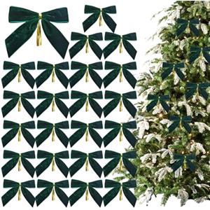 Yonuaret 24 Pezzi Fiocchi Natalizi Fiocchi Velluto Red Albero Di Natale, Fiocchis Decorativi Nastro Fiocchetti Decorazioni Natalizie Albero Di Natale Ghirlanda Scatole Regalo Per Ghirlanda Decorazione