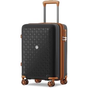 KONO Valigia Cabina in PP Rigida 53,5 cm - Trolley a Mano Espandibile con 4 Ruote Silenziose TPE, Portabicchieri e Serratura TSA (20", Nero)