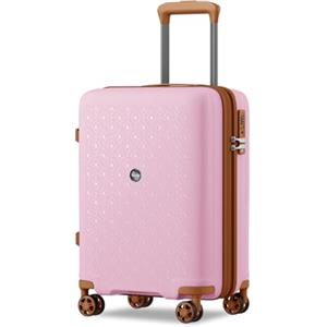 KONO Valigia Cabina in PP Rigida 53,5 cm - Trolley a Mano Espandibile con 4 Ruote Silenziose TPE, Portabicchieri e Serratura TSA (20", Rosa)