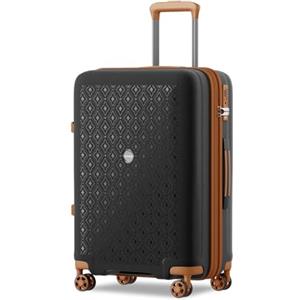 KONO Valigia Media in PP Rigida 65 cm - Trolley 20 kg Leggero Espandibile con Ruote 360° TPE, Portabicchieri Integrato e Serratura TSA (24", Nero)