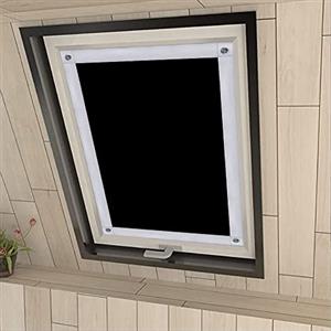 Eurohome Tenda a rullo oscurante al 100% per finestre da tetto senza forare, protezione solare, tenda oscurante con ventose per finestre Velux, nero, 76 x 98 cm per PK06
