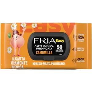 Fria Easy Carta Igienica Umidificata con Camomilla ad Effetto Emolliente e Lenitivo, Tessuto Gettabile nel WC, Dermatologicamente Testate, Confezione da 50 Salviette