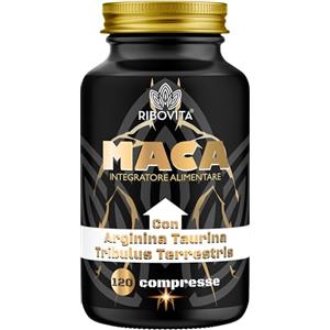 Ribovita Maca Peruviana Nera 11.500mg con Taurina, Arginina e Tribulus - Integratore Energia Uomo per Forza Fisica e Stamina - 120 Compresse Made in Italy - Formula con 14 Attivi per Sport e Lavoro Intenso