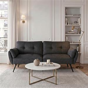 JIEXI Divano letto moderno in tessuto, 3 posti, futon convertibile, divano letto con 3 angoli regolabili, 170 cm divano letto per soggiorno con gambe in legno robuste 230 kg, grigio (170 cm, grigio)
