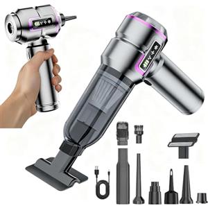Bwaliffury Aspirabriciole Senza Fili, 25000Pa Aspirapolvere Auto Portatile Con display, Aspiratore e Soffiatore con Motore Brushless, 3 Velocità, Aspirapolvere Potente per Auto Ufficio Peli di Domestici (Grigio)