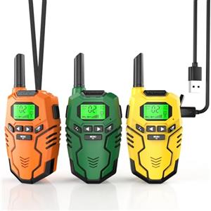 Inspireyes Walkie-Talkie Bambini Ricaricabili, 48 Ore di Orario di Lavoro, 3 Chilometri di Lungo Raggio, Regali di Compleanno per Ragazzi Ragazze, Giocattoli da Esterno per Bambini di 3-12 Anni