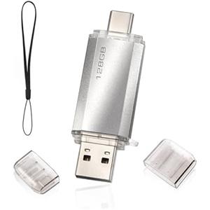 lUCKGOOD886 Chiavetta USB 2 in1 128 GB, Type C Pendrive 128GB USB C Flash Drive 128 Giga 2-in-1 OTG Penna USB 128 GB per PC/Tablet/Laptop/Smartphone con Tipo C, Xiaomi/Oneplus/Huawei (Silver)