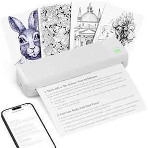 CyberPixel Stampante Portatile A4, Stampante Termica Portatile Compatibile con IOS/Android e Mac/Windows, Senza Inchiostro Compatibile con A4 e Diverse Dimensioni, per PC e Smartphone