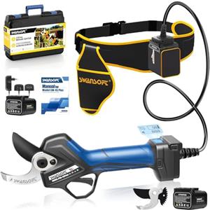 SWANSOFT PRU45-PLUS Forbici Potatura a Batteria Professionali 45mm,1150W Motore Senza Spazzole,25V 4ah x 2,Taglio Progressivo,Forbicie Potatura Elettriche da Cesoie Olivo Vigneto Duri