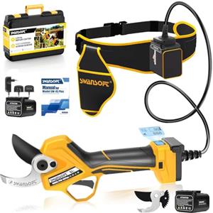 SWANSOFT PRU45-PLUS Forbici Potatura a Batteria Professionali 45mm,1150W Motore Senza Spazzole,25V 4ah x 2, Taglio Progressivo,Forbicie Potatura Elettriche da Cesoie Olivo Vigneto Duri