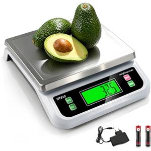 LICHUXIN Bilancia da Cucina Digitale 40kg/88 lbs, Acciaio Inossidabile Bilancino con 6 unità g/kg/lb/oz/ml/latte ml Bilance Alimenti, con Funzione Tara e Display LCD per panifici Mense e pizza bianco