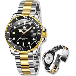 Raitown Orologi Uomo in Acciaio Inossidabile, 41mm di Diametro con Lancette Luminose e Calendario, Movimento a Quartzo, Impermeabile 3ATM, Classico Orologio da Uomo (Nero)
