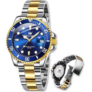 Raitown Orologi Uomo in Acciaio Inossidabile, 41mm di Diametro con Lancette Luminose e Calendario, Movimento a Quartzo, Impermeabile 3ATM, Classico Orologio da Uomo (Blu)