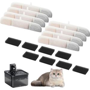 LIAILA Pet Healthy Drinking Water Guardian, set di Filtri fontanella per gatti di ricambio da 16 pezzi, 8 cartucce Filtri fontana gatto + 8 spugne, adatto per fontanelle per gatti (DPWFP6)