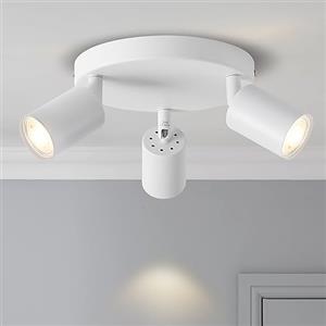 ANWIO Faretti da Soffitto Regolabili Base Rotonda,Faretti da Muro,Lampadario Vintage Bianco con 3 Faretti LED GU10,Lampada da Soffitto,Plafoniera per Negozio,Vetrina(Lampadine Escluse) EUS-EA190811