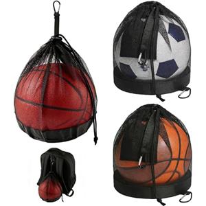 Demlaka 3 sacchi da pallone: 25 × 30 cm, 1 borsa per pallone, borsa da pallacanestro, borsa portatile con coulisse, borsa da basket per pallacanestro, pallavolo, palla da rugby