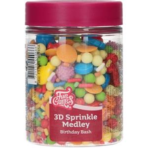 FunCakes 3D Sprinkle Medley Birthday Bash: Decorazioni di Zucchero, Sapore Delizioso, Ottime per Decorare Torte, Cupcake e Biscotti, Sprinkle Mix, 70g