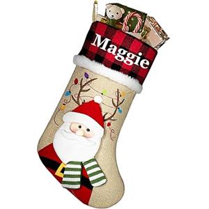 NIBESSER Calza Befana Personalizzata Calze Natalizie da Appendere con Nome Calza Befana Vuota Idea Regalo per Epifania Natale Decoraizione Natalizia per Camino (Stile G, 1 Pezzo)