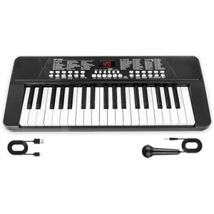 QiquBox Tastiera Pianoforte 37 Tasti per Principianti - Portatile 1200mAh Batteria Ricaricabile Elettrica Bambini Giocattolo Pianola con Microfono, Regalo per 3 4 5 6 7 8 9 Scuola Media Ragazzi Ragazze