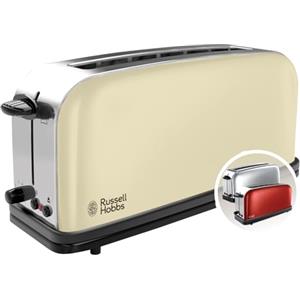 Russell Hobbs Tostapane Classic 2 Fette, Fessure Extra Larghe, Regolazione Doratura, Funzione Riscalda e Scongela, Design Crema -Long Toaster 21395-56