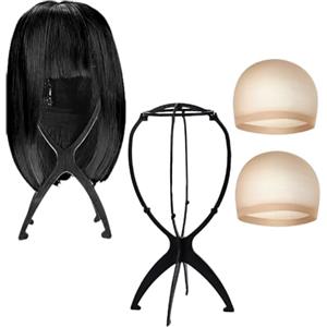 LEPGUYO 2 Porta Parrucca 35cm, Rotondo Smontabile Testa Polistirolo Alternativa, con 2 Cuffie per Parrucca, per Camera da Letto Donne