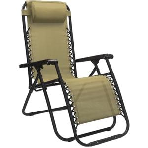 Totò Piccinni Sedia GRAVITY gravità Zero Sdraio da Giardino Poltrona Relax Pieghevole Salvaspazio Reclinabile Tessuto in Textilene (Khaki)