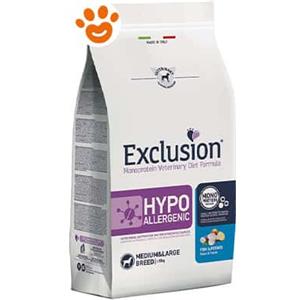 Exclusion Dog Hypoallergenic Medium Adult Large Breed Pesce e Patate - Offerta [PREZZO A CONFEZIONE] Quantità Minima 2, Sacco Da 12 Kg