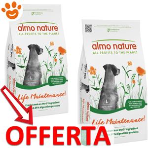 Almo Nature Dog Life Maintenance Adult Large con Agnello Fresco L - Offerta [PREZZO A CONFEZIONE] Quantità Minima 2, Sacco Da 12 Kg