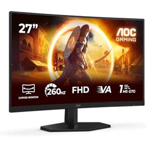 AOC Gaming Monitor C27G42ZE 27 pollici Curvo 1920x1080, FHD, 260Hz, Fast VA Panel, 1ms GtG, (HDMI1x 2.0 DP 1x 1.4) HDR10, FreeSync Premium, Nero