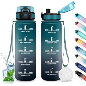 JAPORIA Borraccia 500ml, Borraccia Motivazionale con Indicazione del Tempo, Borracce bambini a Prova di Perdite, 1 Clic Aperto, senza BPA, Bottiglia Acqua per Bici, Scuola, Campeggio, Ufficio, Scuola
