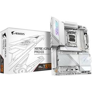 GIGABYTE Scheda madre X870E AORUS PRO ICE - Supporta CPU AMD Ryzen 9000, VRM digitale a 16+2+2 fasi, fino a 8000MHz DDR5 (OC), 3xPCIe 5.0, Wi-Fi 7, LAN 2.5GbE, USB 4