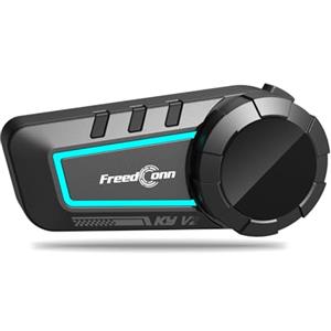 FreedConn KY V2 Casco Moto Bluetooth 6.0 Auricolare, Dual-Channel Mix, Condivisione Musica, 500m 2-Way Moto Interfono, Riduzione del Rumore Intelligente, Connessione Dual Telefono, Assistente Vocale