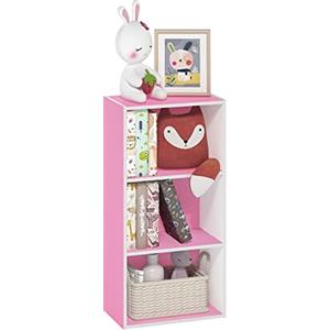 Furinno Luder Libreria a 3 ripiani aperti, rosa/bianco