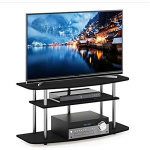 Furinno Frans Turn-N-Tube-Supporto 3 Ripiani, per TV Fino a 46", Legno, Rovere Nero, 3-Tier