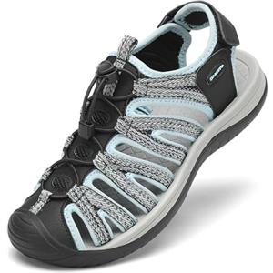 Dannto Sandali Sportivi Donna All'aperto Antiscivolo Escursionismo Sandali da Trekking Passeggiata Arrampicata(Nero e Blu,37)