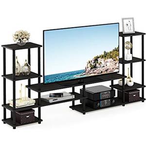 Furinno Turn-N-Tube Supporti TV Senza Attrezzi, Legno, caffè/Nero, 34.01 x 34.01 x 93.98 cm