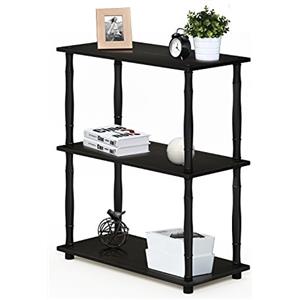 Furinno Libreria Bassa a 3 ripiani Espresso/Black Tubi classici
