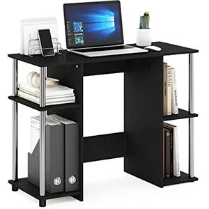 Furinno Jaya Computer Studio Scrivania, Legno ingegnerizzato, Americano/Acciaio Inossidabile, 39.50 (D) x 97.51 (W) x 72.59 (H) cm