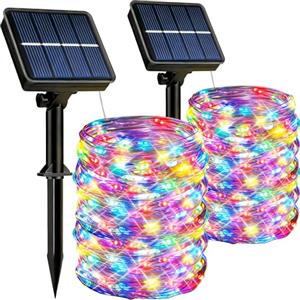 HeiPard Catena Luminosa Esterno Solare Multicolore 2 Pezzi,2x15m 150 LED, Luci Solari da Giardino Impermeabili IP65, 8 Modalità, Lucine LED Colorate per Natale, Feste, Balcone, Terrazzo, Gazebo