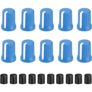 QUARKZMAN 10Pcs Manopole Per Potenziometro Manopola Di Controllo Blu Bianco | In Gomma, Per Sostituzione Con Albero A D, DJ Controller Mixer Console Encoder Speaker