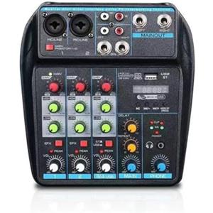 Sctecoau Console Mixer Audio USB Professionale A 4 Canali con Bluetooth, Capacità di Registrazione per DJ e Mixaggio PC