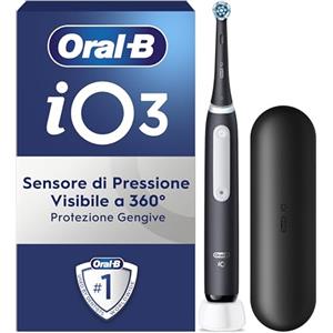 Oral-B iO 3 Spazzolino Elettrico, con 1 Testina di Ricambio, Custodia Nero